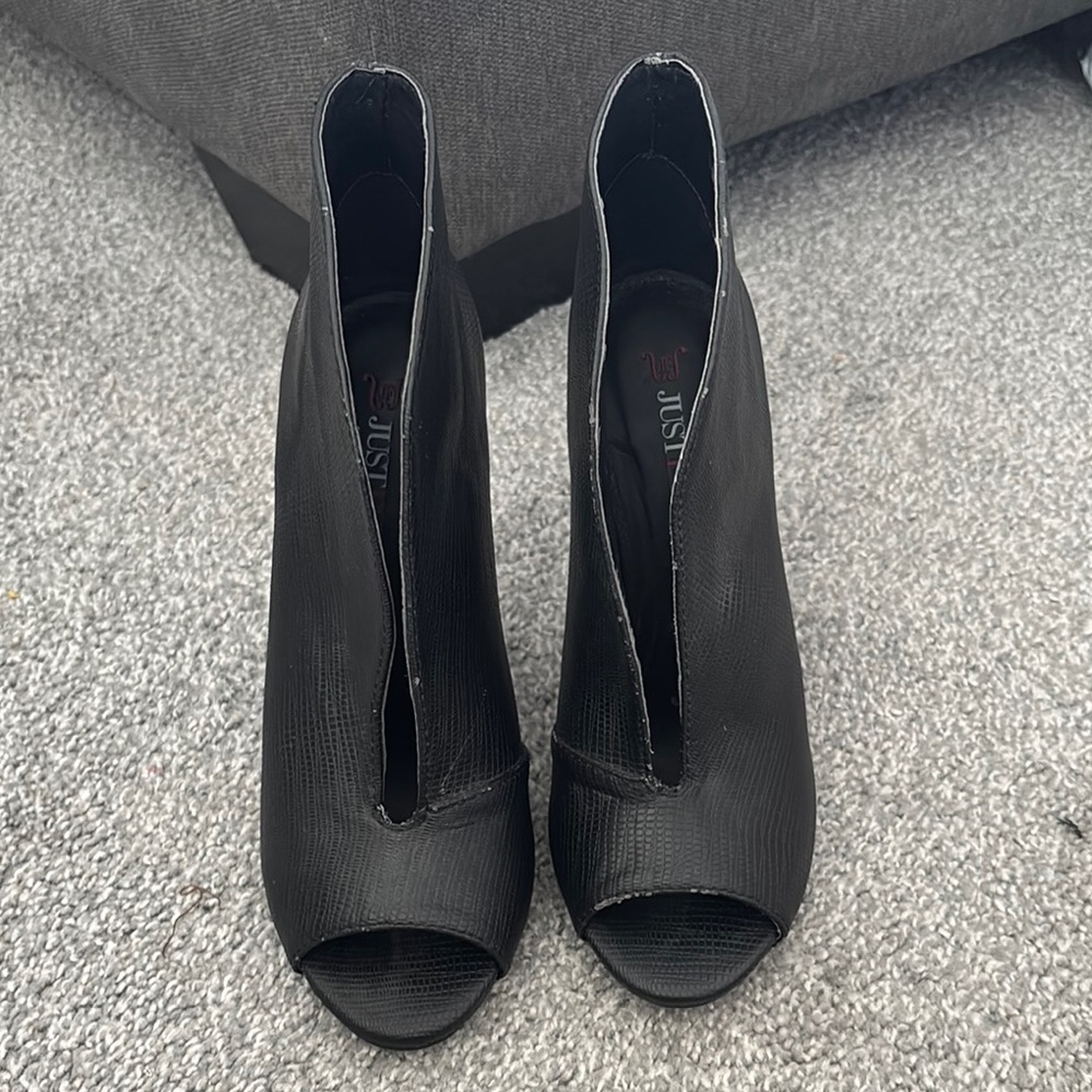 JustFab Black Peep Toe Ankle Boots